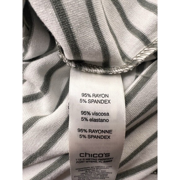 Chico's long dress Size 3 X Large Striped Tee Cuffed Detail White Green New 16 - Picture 7 of 11